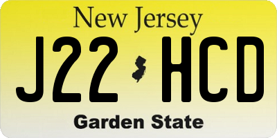 NJ license plate J22HCD