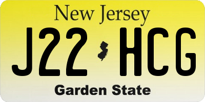 NJ license plate J22HCG