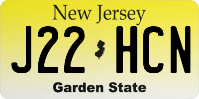 NJ license plate J22HCN