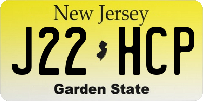 NJ license plate J22HCP