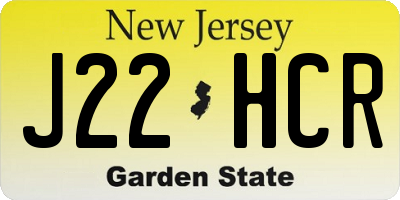 NJ license plate J22HCR