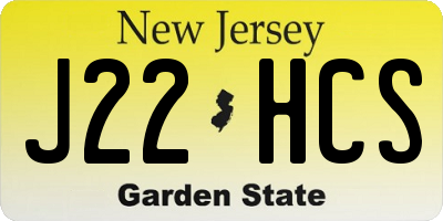 NJ license plate J22HCS