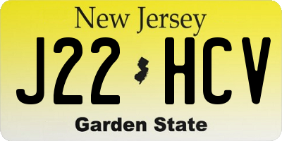 NJ license plate J22HCV