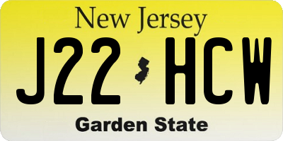 NJ license plate J22HCW