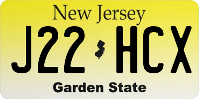 NJ license plate J22HCX