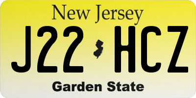 NJ license plate J22HCZ