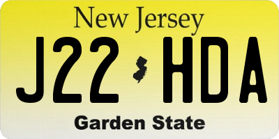 NJ license plate J22HDA