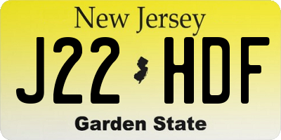 NJ license plate J22HDF
