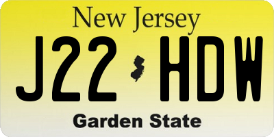 NJ license plate J22HDW