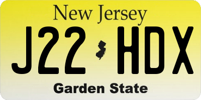 NJ license plate J22HDX