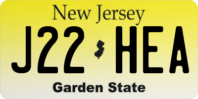 NJ license plate J22HEA
