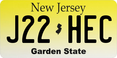 NJ license plate J22HEC