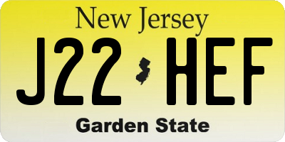 NJ license plate J22HEF