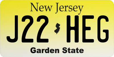 NJ license plate J22HEG