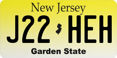 NJ license plate J22HEH