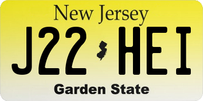 NJ license plate J22HEI