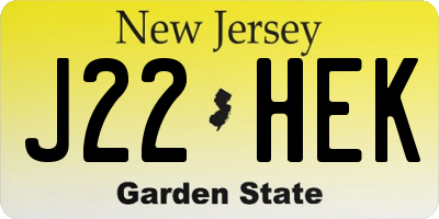 NJ license plate J22HEK
