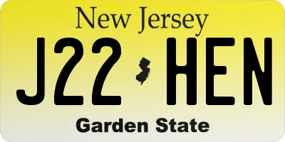 NJ license plate J22HEN