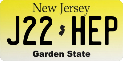 NJ license plate J22HEP