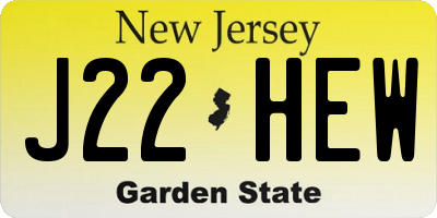 NJ license plate J22HEW