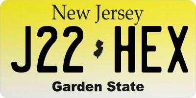 NJ license plate J22HEX