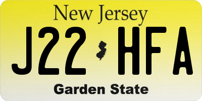 NJ license plate J22HFA