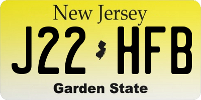 NJ license plate J22HFB