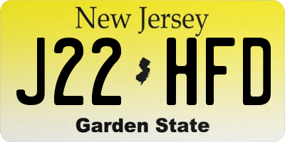 NJ license plate J22HFD