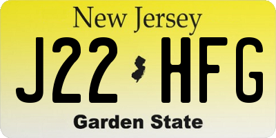 NJ license plate J22HFG