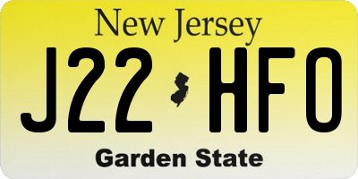 NJ license plate J22HFO