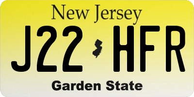 NJ license plate J22HFR