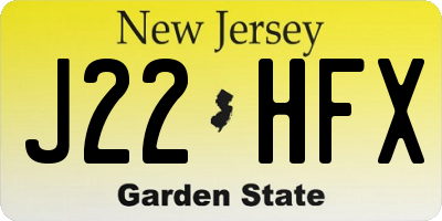 NJ license plate J22HFX