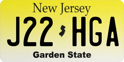 NJ license plate J22HGA