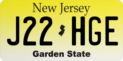 NJ license plate J22HGE