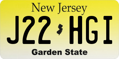 NJ license plate J22HGI