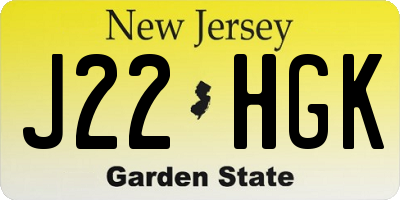 NJ license plate J22HGK