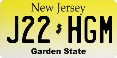 NJ license plate J22HGM