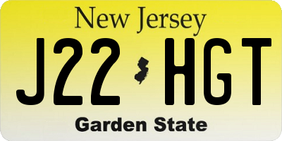 NJ license plate J22HGT