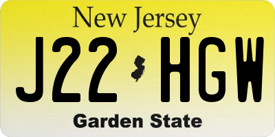 NJ license plate J22HGW
