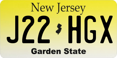 NJ license plate J22HGX