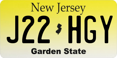 NJ license plate J22HGY