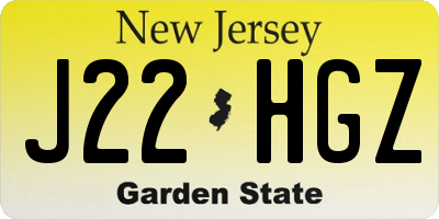 NJ license plate J22HGZ