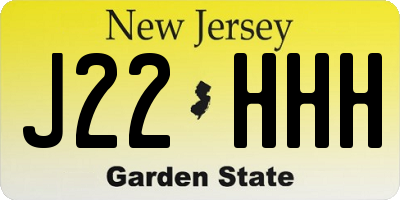 NJ license plate J22HHH