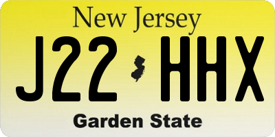NJ license plate J22HHX