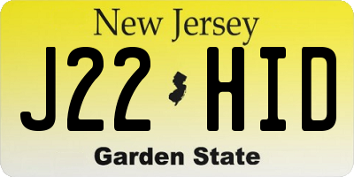 NJ license plate J22HID