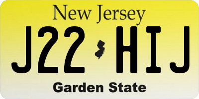 NJ license plate J22HIJ