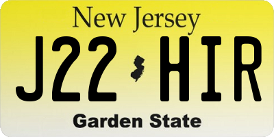 NJ license plate J22HIR