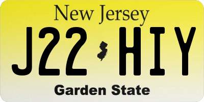 NJ license plate J22HIY