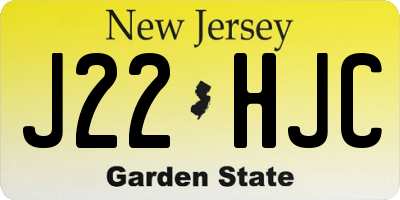 NJ license plate J22HJC