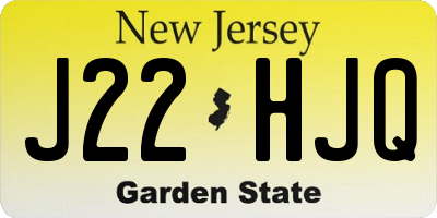 NJ license plate J22HJQ